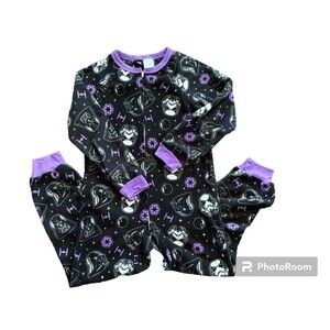 Star‎ Wars Pajamas Girl Sz 10/12 Darth Vader Fleece 1 pc Sleep Black Purple